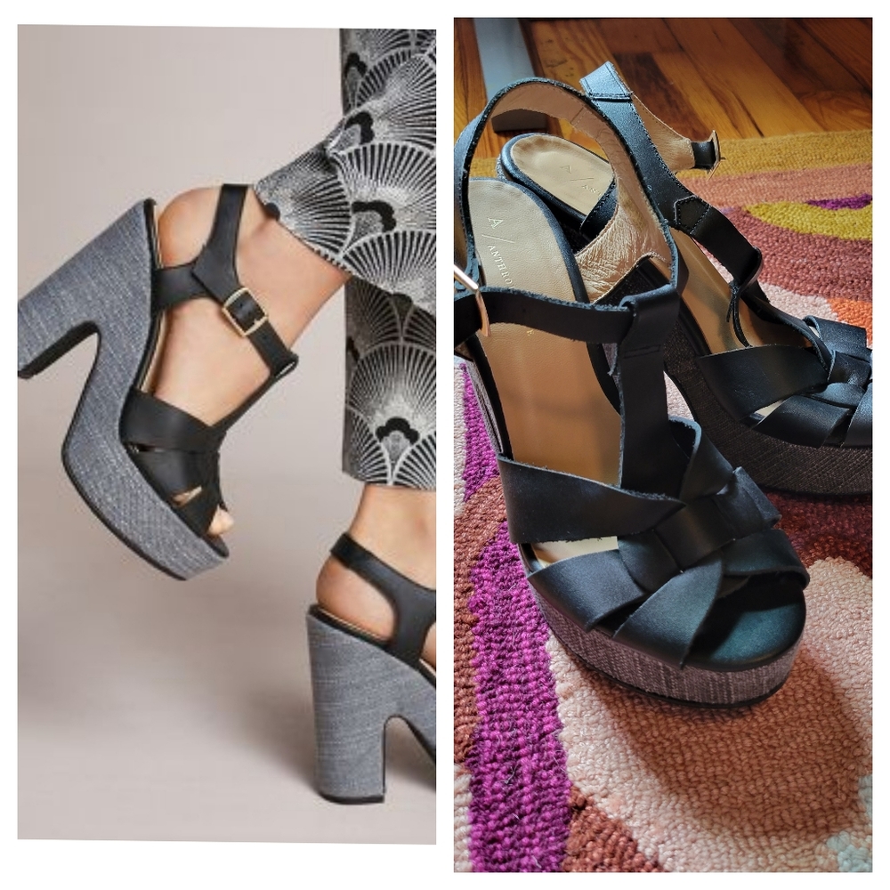 NWOT Anthropologie T-strap Platforms